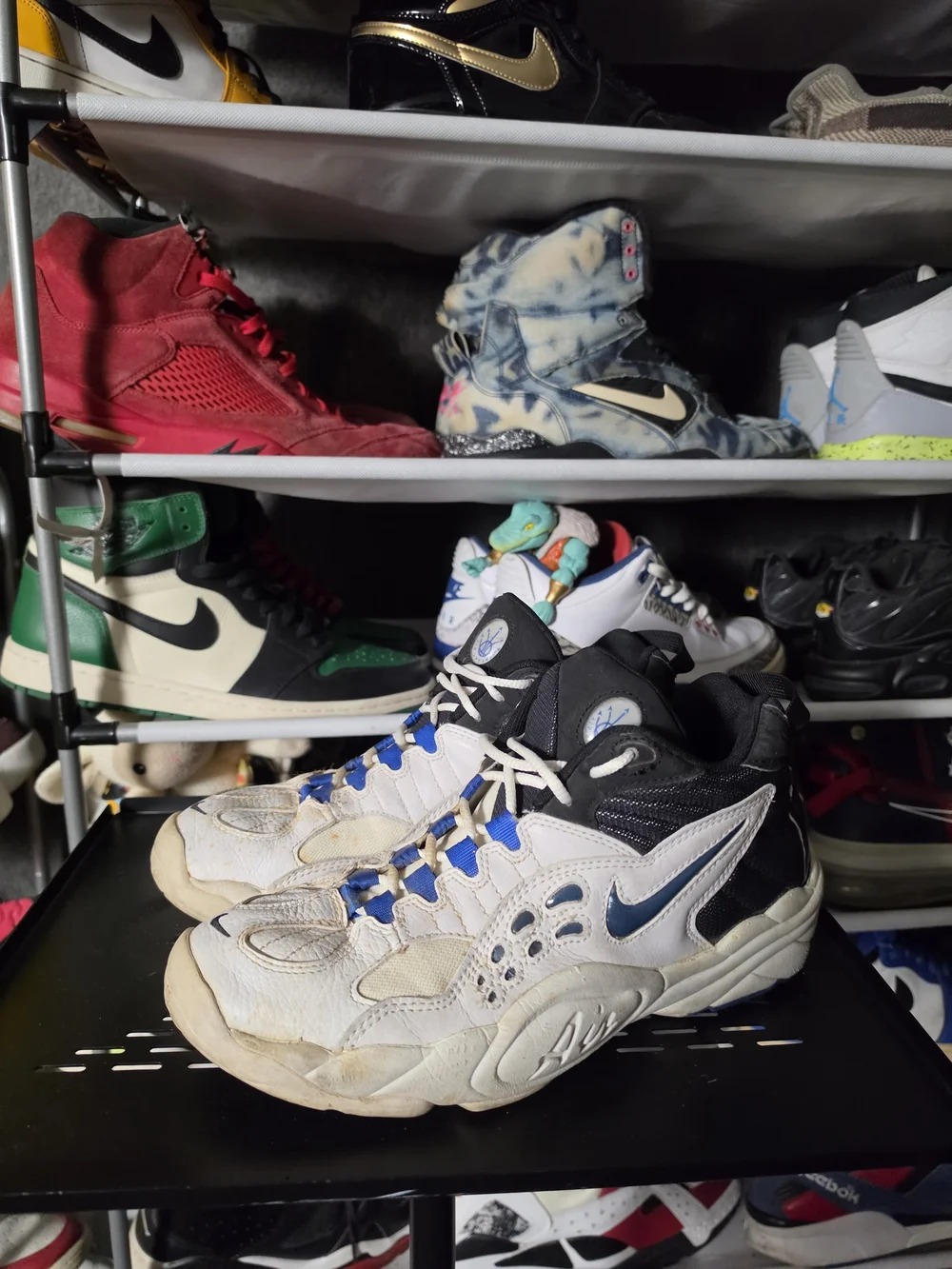 🔥 Nike Air Uptempo 1998 Good Shape! Black White Blue Retro Men Size 10 Sneakers